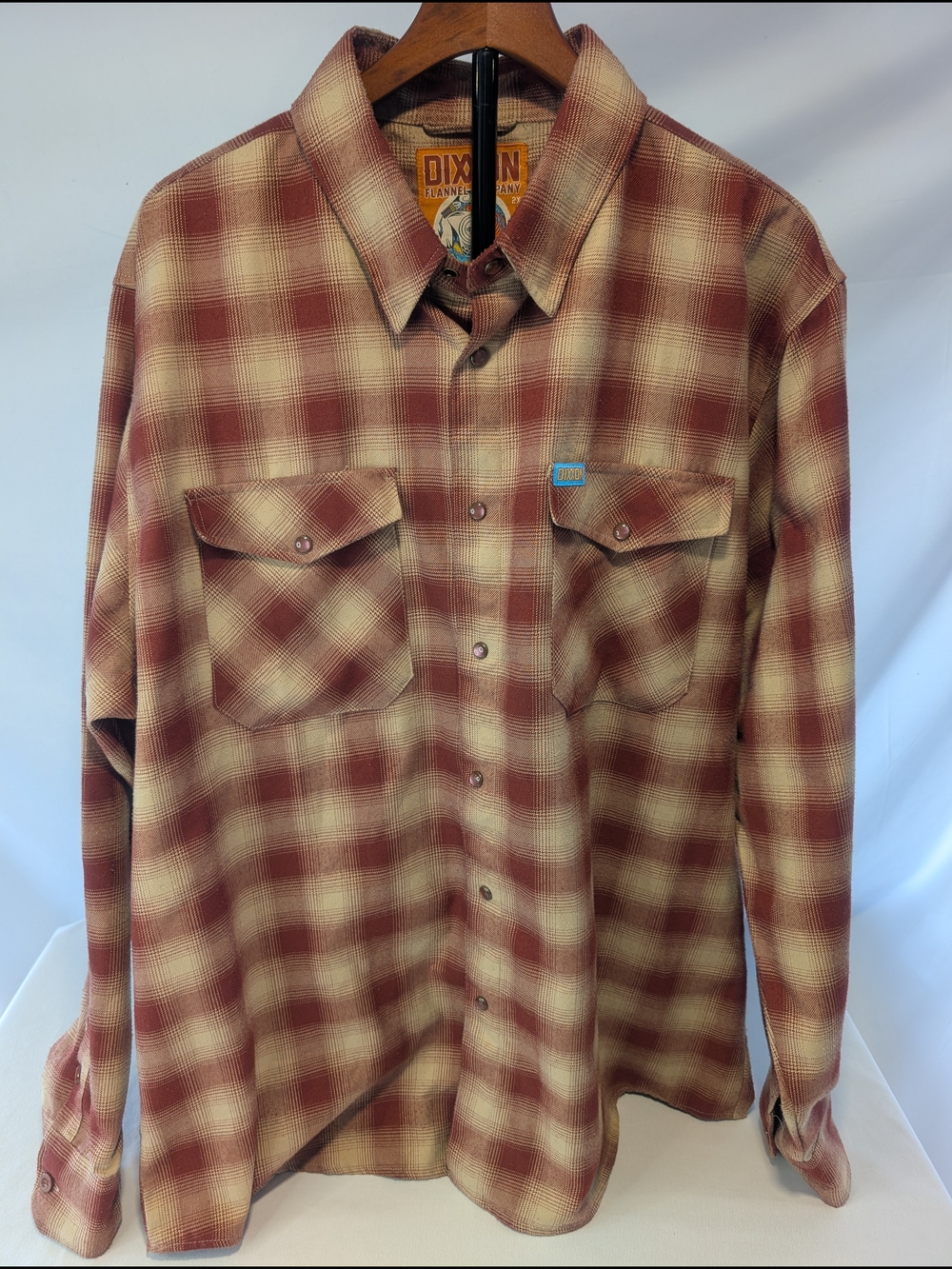 DIXXON Flannel Company Pueblo Men's 2XL Red and Cream Plaid Pearl Snap